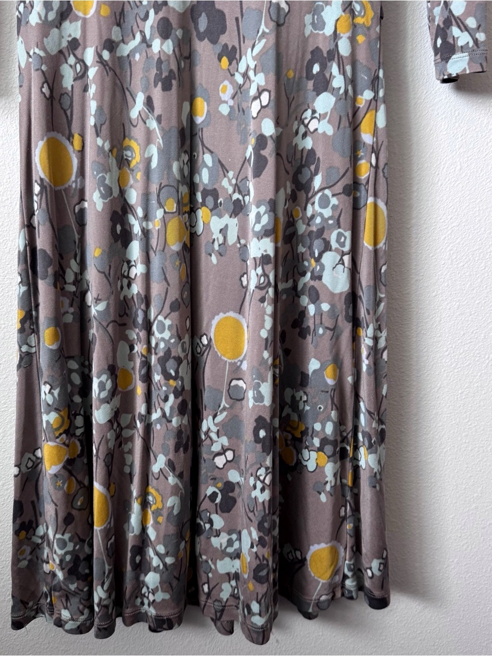 Boden Limited Edition Taupe Floral Midi Dress with Yellow & Light Blue Accents - Picture 10 of 10